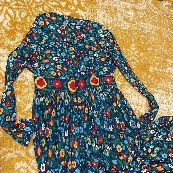 Fashioned by Patty vintage 60s polyester floral silky maxi dress small - Picture 3 of 5